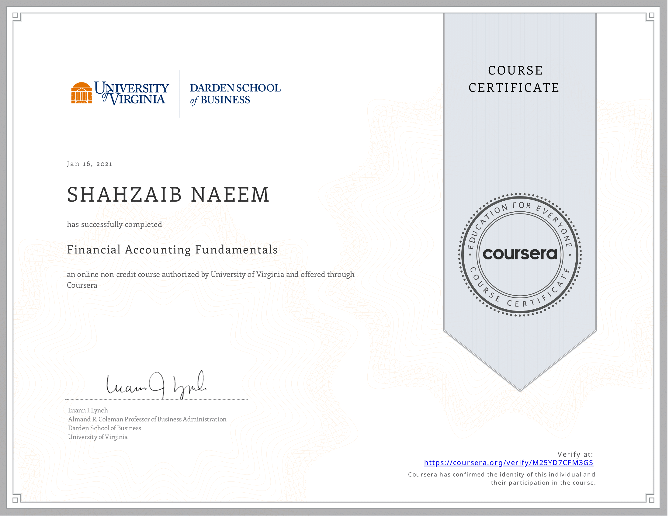 Financial Accounting Fundamentals Certificate